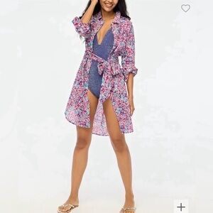 J. Crew Pink and Blue Floral Shirt